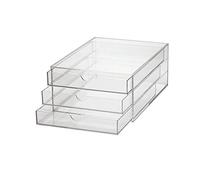 MAUL Boîte à Tiroirs A4 en Acrylique, Organiseur de Bureau avec 3 Compartiments pour le Rangement de Papier, Facture, Documents, Empilable sur le Bureau ou l'Étagère, Transparent