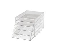 MAUL Boîte à Tiroirs A4 en Acrylique, Organiseur de Bureau avec 5 Compartiments pour le Rangement de Papier, Facture, Documents, Empilable sur le Bureau ou l'Étagère, Transparent