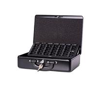 MAUL Caisse à Monnaie en Acier avec Insert de Comptage, Verrouillable, Insert Amovible, Caisse Portable avec 2 Clés, Convient Comme Tirelire, Coffre-Fort et Tiroirs Caisse Monnaie, Noir