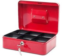 MAUL Caisse Monnaie en Acier 25x18x9cm | Coffre Cash Verrouillable | Insert à Monnaie Amovible | 2 Clés | Idéal Comme Monnayeur, Tirelire | Rouge