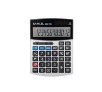 MAUL Calculatrice Bureau MBU 700 Noir Grand écran 12 Chiffres | lecture inclinée confortable, TVA et marge rapides, solaire et pile, touches faciles à nettoyer, format compact