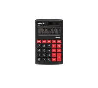 Maul Calculatrice de Poche M 8, Calculatrice avec Grand Affichage à 8 Chiffres, Fonctions Standard pour Le Bureau, l'université et l'École, Alimentation Solaire et à Pile, Noir