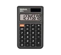 MAUL Calculatrice Poche MS 8 Noir compacte Solaire | Écran LCD lisible, touches antidérapantes, correction rapide, double alimentation, prise en main sûre