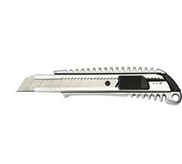 MAUL Cutter métal 18 mm argenté lame acier remplaçable | coupe précise, avance crantée pratique, boîtier robuste en zinc, œillet de suspension, format maniable