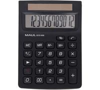 MAUL Calculatrice de poche ECO 650 12 chiffres panneau solaire Plastique recyclé à 80% Noir