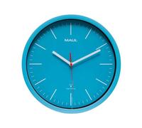 MAUL Horloge murale radiopilotée MAULjump – 30 cm, couvercle en verre minéral, pile incluse, bleu