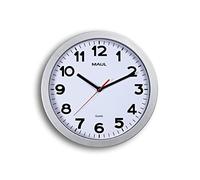 Maul Horloge Murale MAULstep 30 cm, Horloge à Quartz Élégante, Horloge Classique pour Le Bureau, l'Atelier et à la Maison, Bonne Lisibilité Également dans Les Grandes Pièces, Argenté