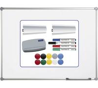 Maul Kit tableau blanc Maulpro Komplett-Set (l x H) 120 cm x 90 cm blanc revêtement plastique format portrait, format paysage, boîte de rangement fournie,