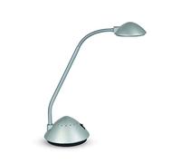 MAUL lampe de bureau MAULarc | Lampe bureau LED à tête mobile | Lampe de table peu encombrante pour le bureau et les petites surfaces de travail | Lumière blanche chaude | Argenté