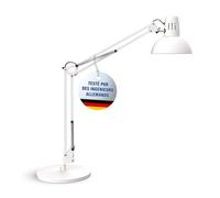 MAUL Lampe de bureau MAULstudy en métal – LED professionnelle, pied flexible, sans ampoule – Blanc