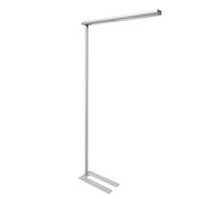 MAUL Lampe sur pied LED MAULjet argent confort visuel poste travail | éclairage doux sans éblouissement, diffusion haut bas, pied gain de place, structure aluminium robuste