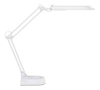 MAUL LED Lampe de Bureau MAULatlantic, Lampe LED sur Pied, 6500 K, Bras en Métal, Lampe de Table pour le Bureau et l'Atelier, Orientable et Inclinable de Manière Flexible, 860 Lumens, Blanc
