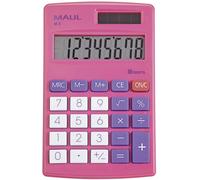 MAUL Calculatrice de poche M 8 – Grand affichage 8 chiffres, alimentation solaire et à pile – Rose