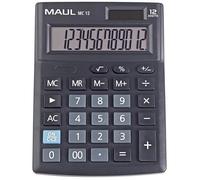 MAUL Calculatrice de Poche MC 12 | Calculatrice avec Grand Affichage incliné à 12 Chiffres | Calculatrice de Bureau Professionnelle pour Le Bureau, la Maison et l'école | 13,7 x 10,3 cm | Noir