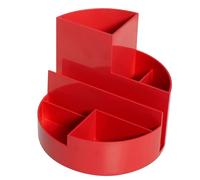MAUL organisateur de bureau MAULrundbox 140x125mm | Organiseur stylé à 6 compartiments | Pour ranger stylos, ciseaux et carte de notes | Rangement pratique pour le bureau | Rouge