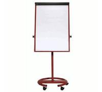 MAUL Paperboard MAULoffice 70 x 100 cm, Tableau Blanc Mobile avec Pied Rond et 5 Roulettes, Tableau Magnétique avec Bac de Rangement pour Marqueurs et Promarker, Réglable en HAuteur, Rouge