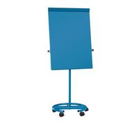 MAUL Paperboard MAULoffice 70 x 100 cm, Tableau Blanc Mobile avec Pied Rond et 5 Roulettes, Tableau Magnétique avec Bac de Rangement pour Marqueurs et Promarker, Réglable en HAuteur, Bleu