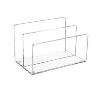 MAUL Porte Carte en Acrylique, Organiseur de Bureau Élégant pour Carte et Carte Postale, Organisateur avec 2 Compartiments, Rangement Bureau Stable pour Bureau et Table, Transparent