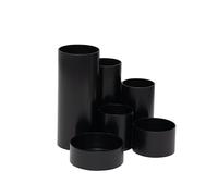 MAUL pot a crayon MAULtubo Recycling | Ø15x12,5 cm | Pot a crayon bureau en plastique recyclé avec 6 carquois | Organiseur de bureau pour crayons, pinceaux et ciseaux | Rangement bureau | Noir