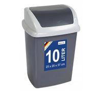 MAUL poubelle 10 litres avec couvercle | en plastique robuste | avec couvercle basculant amovible | pour bureau, salle de bain, cuisine | 25 x 20 x 37 cm | gris
