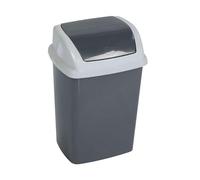 MAUL Poubelle bureau MAULswing 5 L gris foncé couvercle basculant | Ouverture à une main, odeurs limitées, format compact, plastique robuste, nettoyage facile, design discret