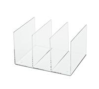 MAUL Rangement Bureau en Acrylique 27 x 20, 8 x 15, 8 cm, Porte Revue à 3 Compartiments, Casier de Rangement Stable et Élégante, Organisateur de Bureau pour l'Étagère et le Bureau, Transparent