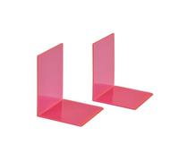 Maul Serre-Livre en Acrylique (2 Pièces) 10 x 10 x 13 cm, Organisateur, Décoration pour l'Étagère, Le Bureau et la Maison, Acrylique Élégant au Design Stylé, Protège Les Meubles, Rose