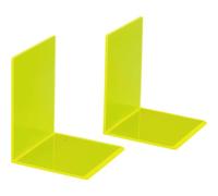 Maul Serre-Livres Acrylique Jaune Transparent Lot de 2 | maintien fiable des ouvrages, design lumineux, gain de place au bureau, bords lisses, aspect cristal élégant