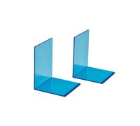 MAUL Serre-Livres Bleu Acrylique Transparent Lot de 2 | maintien fiable des ouvrages, style discret au bureau, bords polis agréables, format compact, duo assorti