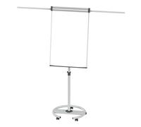 MAUL Tableau à Rabat MAULsolid, Tableau Blanc Mobile avec 5 Roulettes Magnétiques, HAuteur Réglable, Support de Bloc à Changement Rapide avec 2 Supports de Papier, Pied Rond, Gris