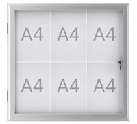 MAUL Vitrine A4 MAULexcite, Vitrine avec 6 Pages A4, Tableau d'Information avec Cadre en Aluminium et Porte en Verre, Construction Plate Peu encombrante, Verrouillable avec Serrure, Aluminium