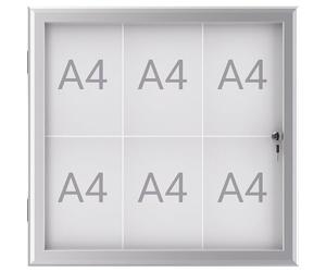 MAUL Vitrine A4 MAULexcite, Vitrine avec 6 Pages A4, Tableau d'Information avec Cadre en Aluminium et Porte en Verre, Construction Plate Peu encombrante, Verrouillable avec Serrure, Aluminium