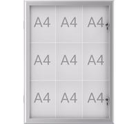 MAUL Vitrine A4 MAULexcite, Vitrine avec 9 Pages A4, Tableau d'Information avec Cadre en Aluminium et Porte en Verre, Construction Plate Peu encombrante, Verrouillable avec Serrure, Aluminium