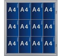 MAUL Vitrine d'affichage MAULexcite format horizontal 12 x A4 Aluminium 100 x 95.6 x 2.8 cm argenté