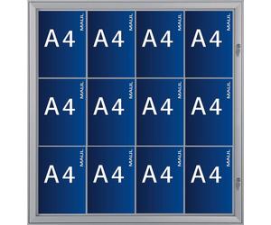 MAUL Vitrine d'affichage MAULexcite format horizontal 12 x A4 Aluminium 100 x 95.6 x 2.8 cm argenté