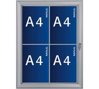 MAUL Vitrine d'affichage MAULexcite format vertical 4 x A4 Aluminium 69.6 x 52.7 x 2.9 cm argenté