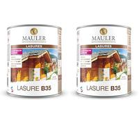 MAULER Lasure bois Châtaignier 1L satiné - Glycéro ne pèle pas, ne s'écaille pas. Résines alkydes à l'huile : très haute durabilité & sans coulure, qualité PRO B35 (Lot de 2)