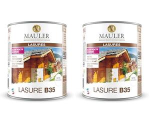 MAULER Lasure bois Châtaignier 1L satiné - Glycéro ne pèle pas, ne s'écaille pas. Résines alkydes à l'huile : très haute durabilité & sans coulure, qualité PRO B35 (Lot de 2)