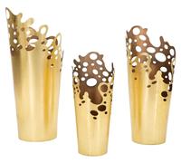Mauro Ferretti : Ensemble de 3 supports à fleurs élégants avec bordure ajourée, dimensions : 28,6 x 27,3 x 64,1 cm