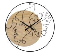 Mauro Ferretti Horloge murale Elegant B en métal et MDF couleur noir et marron 60 x 60 cm
