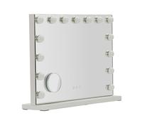 Mauro Ferretti Italian Design Miroir de Table Hollywood, Fer et Miroir, Blanc, 55 x 14 x 43 cm