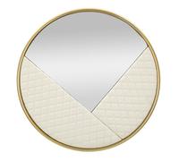 Mauro Ferretti Italian Design Miroir Mural Sharon Ø 80 x 3 cm, Fer, Blanc et Or