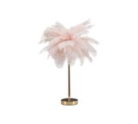 Mauro Ferretti Lampe de table Palm, abat-jour en plumes, 2 sources lumineuses, 60 cm, Rose