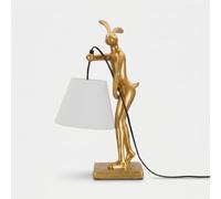 Mauro Ferretti Lampe de table Lapin, polyrésine or et blanc, 26 x 16 x 47 cm, avec abat-jour