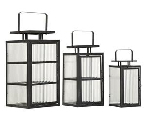 Mauro Ferretti Lanterne en métal et verre, noir, 50 x 25,5 x 25 cm