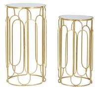 Mauro ferretti Lot de 2 consoles rondes en métal - Argent