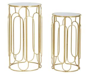 Mauro ferretti Lot de 2 consoles rondes en métal - Argent
