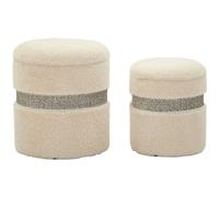 Mauro ferretti Lot de 2 poufs avec rangement - Crème