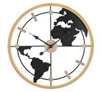 Mauro Ferretti Horloge murale World Ø 60 x 5 cm, métal et MDF, marron et noir