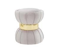 Mauro Ferretti - Pouf rond en tissu Flower - avec surpiqûres - 40 x 44 cm - Gris
